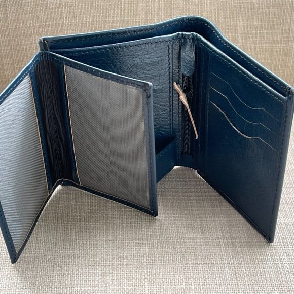 Other - Genuine Blue Leather Wallet Multi Card Holder Handmade Bifold Men Wallet Purse